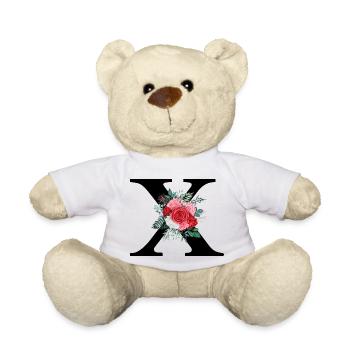 Roter floraler x-Buchstabe - Teddy - Weiß - Vorne