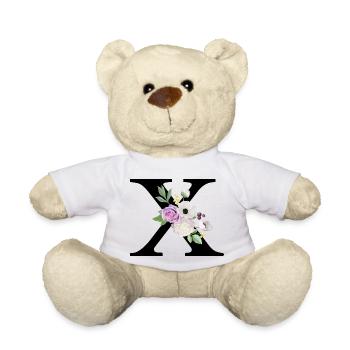 Lettre x floral violet - Nounours - blanc - Devant
