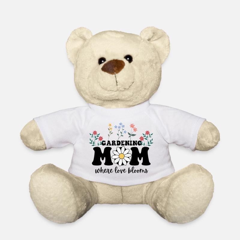 Gärtnernde Mutter, wo die Liebe blüht, Muttertag - Teddy - Weiß