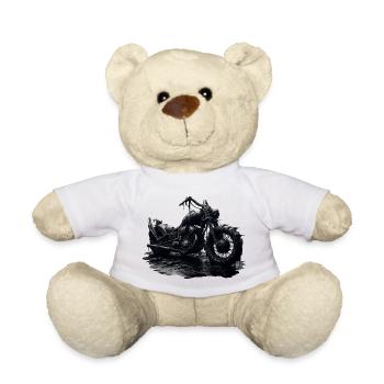 Rostiges Apokalypse Motorrad - Dark Fantasy Skull - Teddy - Weiß - Vorne