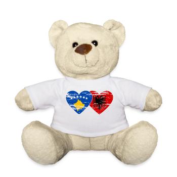 Kosovo Albanie drapeau coeur utilisé - Nounours - blanc - Devant
