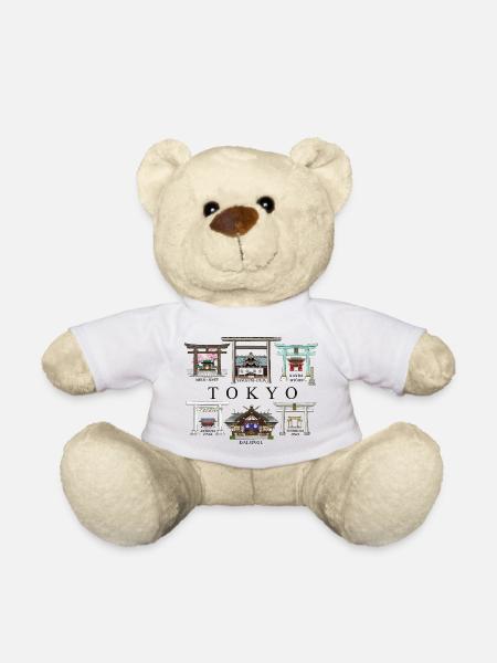 Tokio Japan Handzeichnung Schreine in Tokio Torii - Teddy - Weiß