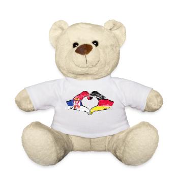 Serbien Deutschland Flagge Hände Herzform used - Teddy - Weiß - Vorne