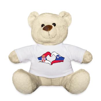 Serbie Slovénie Drapeau Mains Coeur - Nounours - blanc - Devant