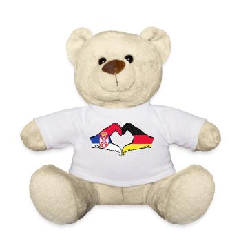 Serbia Germany Flag Hands Heart Shape - Teddy Bear - white - Front