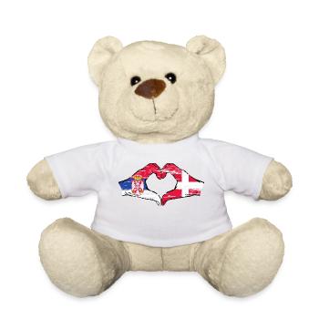 Serbien Dänemark Flagge Hände Herzform used - Teddy - Weiß - Vorne