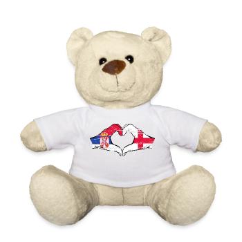 Serbien England Flagge Hände Herzform used - Teddy - Weiß - Vorne