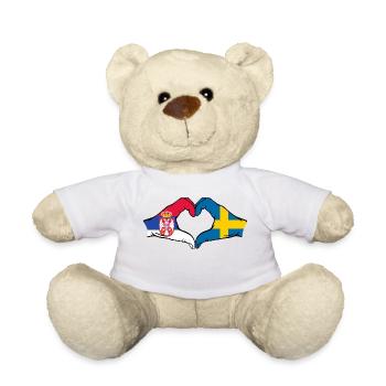 Serbia Sweden Flag Hands Heart Shape - Teddy Bear - white - Front
