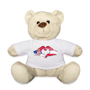 Serbien Österreich Flagge Hände Herzform used - Teddy - Weiß - Vorne