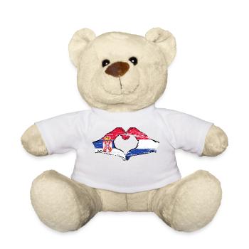 Serbie Hollande Drapeau Mains Coeur Utilisé - Nounours - blanc - Devant