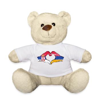 Serbien Armenien Flagge Hände Herzform used - Teddy - Weiß - Vorne