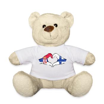 Serbien Finnland Flagge Hände Herzform used - Teddy - Weiß - Vorne