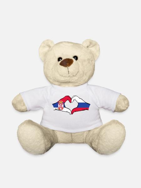 Serbien Russland Flagge Hände Herzform - Teddy - Weiß