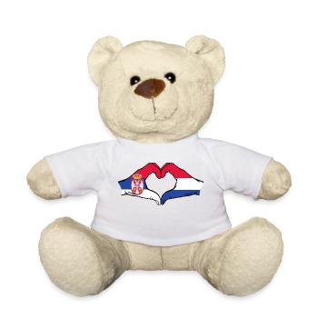 Serbia Holland Flag Hands Heart Shape - Teddy Bear - white - Front