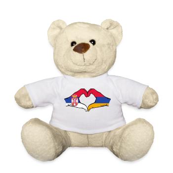 Serbien Armenien Flagge Hände Herzform - Teddy - Weiß - Vorne