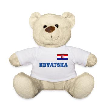 Look maillot de la Croatie – HRVATSKA avec drapeau - Nounours - blanc - Devant