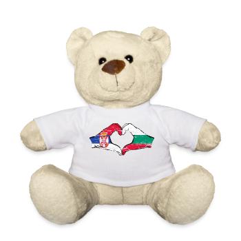 Serbien Bulgarien Flagge Hände Herzform used - Teddy - Weiß - Vorne