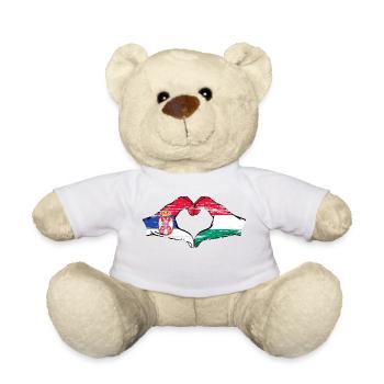 Serbien Ungarn Flagge Hände Herzform used - Teddy - Weiß - Vorne
