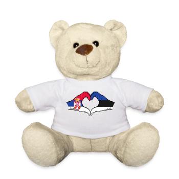 Serbie Estonie Drapeau Mains Coeur Forme - Nounours - blanc - Devant