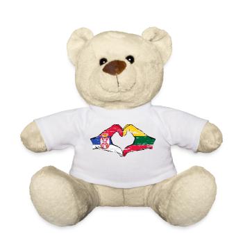 Serbien Litauen Flagge Hände Herzform used - Teddy - Weiß - Vorne