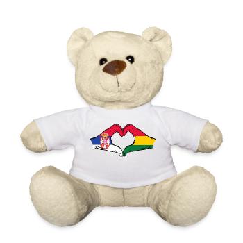 Serbia Bolivia Flag Hands Heart Shape - Teddy Bear - white - Front