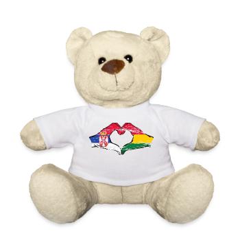 Serbien Bolivien Flagge Hände Herzform used - Teddy - Weiß - Vorne