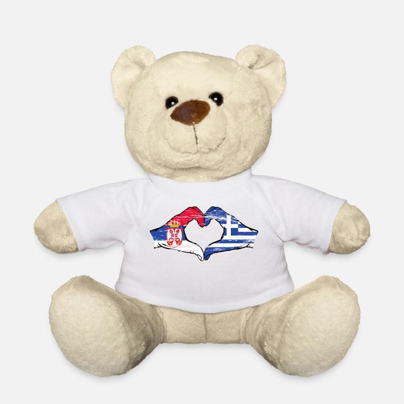 Serbien Griechenland Flagge Hände Herzform used - Teddy - Weiß