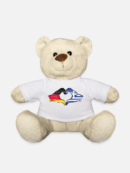 Deutschland Griechenland Flagge Hände Herz used - Teddy - Weiß