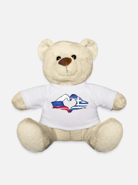 Russland Griechenland Flagge Hände Herzform used - Teddy - Weiß