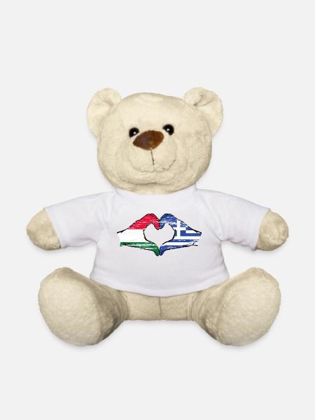 Ungarn Griechenland Flagge Hände Herzform used - Teddy - Weiß