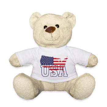 USA Map - Teddy Bear - white - Front
