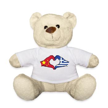 China Greece Flag Hands Heart Shape - Teddy Bear - white - Front