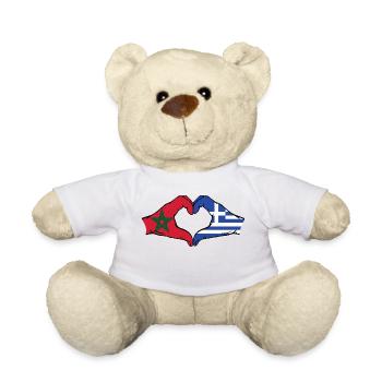 Morocco Greece Flag Hands Heart Shape - Teddy Bear - white - Front
