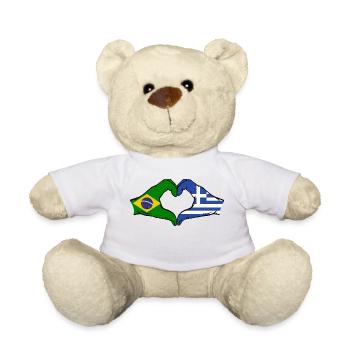 Brazil Greece Flag Hands Heart Shape - Teddy Bear - white - Front