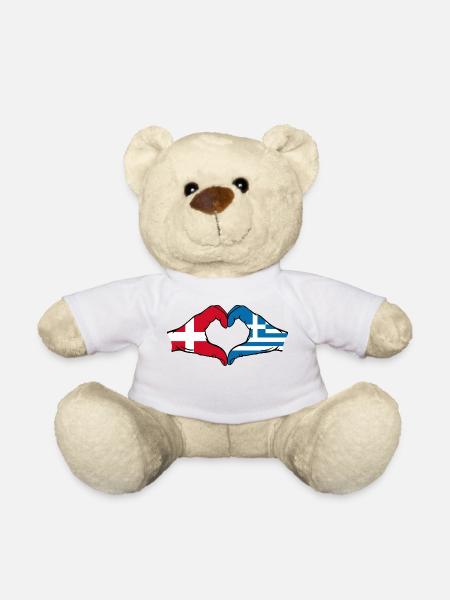 Dänemark Griechenland Flagge Hände Herzform - Teddy - Weiß