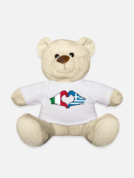 Italien Griechenland Flagge Hände Herzform - Teddy - Weiß