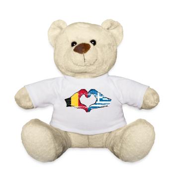 Belgien Griechenland Flagge Hände Herzform used - Teddy - Weiß - Vorne