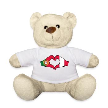 Portugal Pérou Drapeau Mains Coeur - Nounours - blanc - Devant