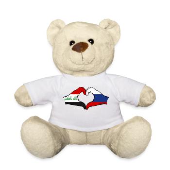 Iraq Russia Flag Hands Heart Shape - Teddy Bear - white - Front