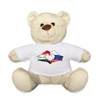 Iraq Russia Flag Hands Heart Shape - Teddy Bear - white - Front