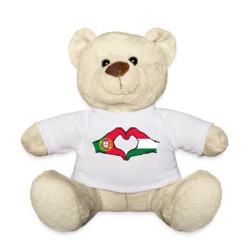 Portugal Hungary Flag Hands Heart Shape - Teddy Bear - white - Front