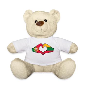Portugal Litauen Flagge Hände Herzform - Teddy - Weiß - Vorne