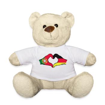 Portugal Deutschland Flagge Hände Herzform - Teddy - Weiß - Vorne