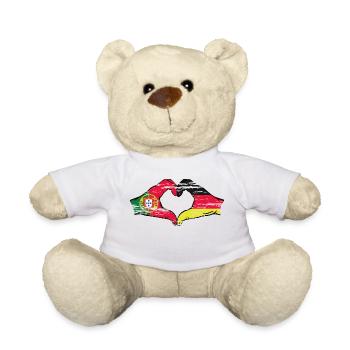 Portugal Deutschland Flagge Hände Herzform used - Teddy - Weiß - Vorne