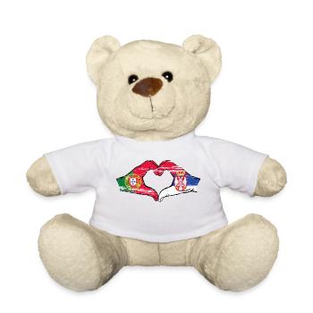 Portugal Serbien Flagge Hände Herzform used - Teddy - Weiß - Vorne