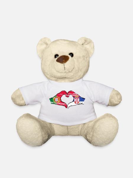Portugal Serbie drapeau mains forme coeur utilisé - Nounours - blanc