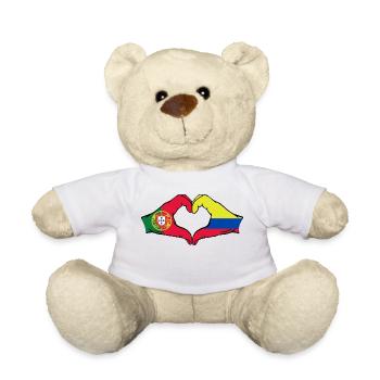Portugal Colombie Drapeau Mains Coeur Forme Coeur - Nounours - blanc - Devant