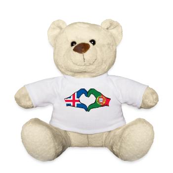 Islande Portugal Drapeau Mains Coeur Forme - Nounours - blanc - Devant