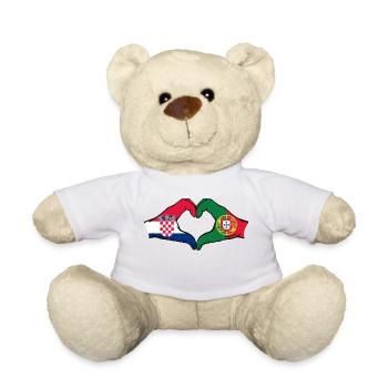 Croatie Portugal Drapeau Mains Coeur Forme Coeur - Nounours - blanc - Devant