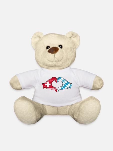 Schweiz Bayern Flagge Hände Herzform used - Teddy - Weiß